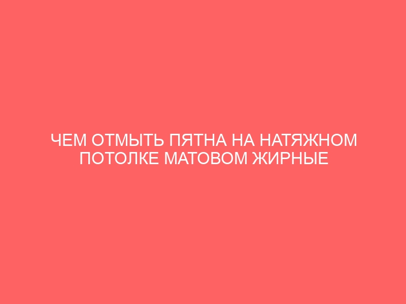 ЧЕМ ОТМЫТЬ ПЯТНА НА НАТЯЖНОМ ПОТОЛКЕ МАТОВОМ ЖИРНЫЕ