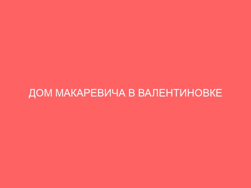 ДОМ МАКАРЕВИЧА В ВАЛЕНТИНОВКЕ