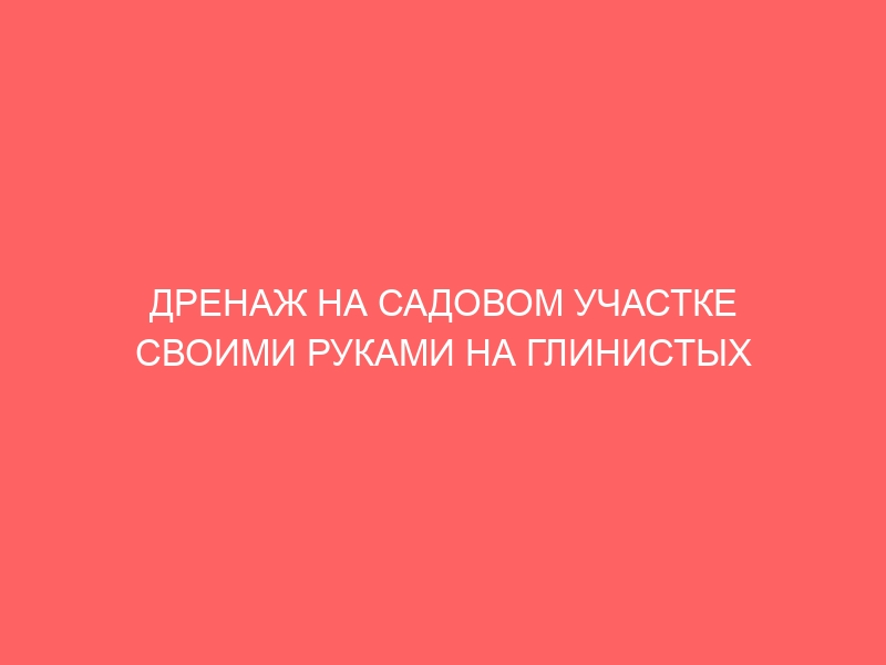 ДРЕНАЖ НА САДОВОМ УЧАСТКЕ СВОИМИ РУКАМИ НА ГЛИНИСТЫХ ПОЧВАХ