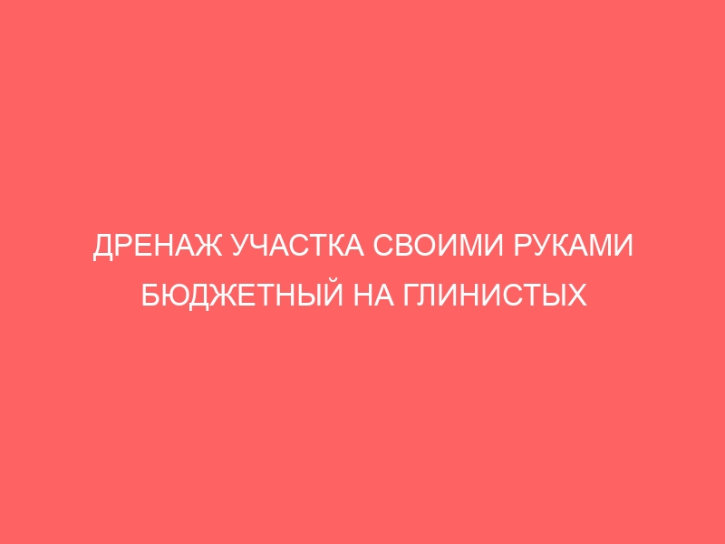 ДРЕНАЖ УЧАСТКА СВОИМИ РУКАМИ БЮДЖЕТНЫЙ НА ГЛИНИСТЫХ ПОЧВАХ