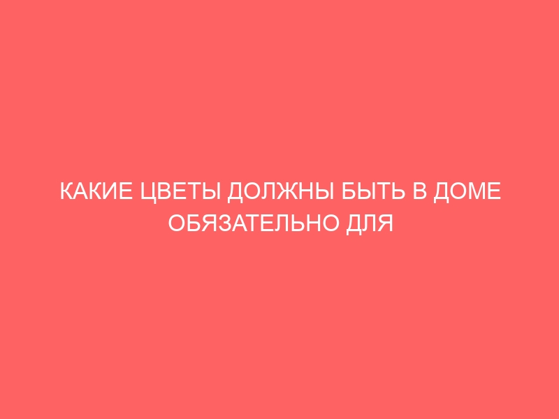 КАКИЕ ЦВЕТЫ ДОЛЖНЫ БЫТЬ В ДОМЕ ОБЯЗАТЕЛЬНО ДЛЯ ЗДОРОВЬЯ