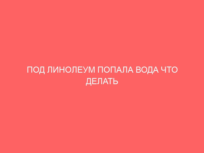 ПОД ЛИНОЛЕУМ ПОПАЛА ВОДА ЧТО ДЕЛАТЬ