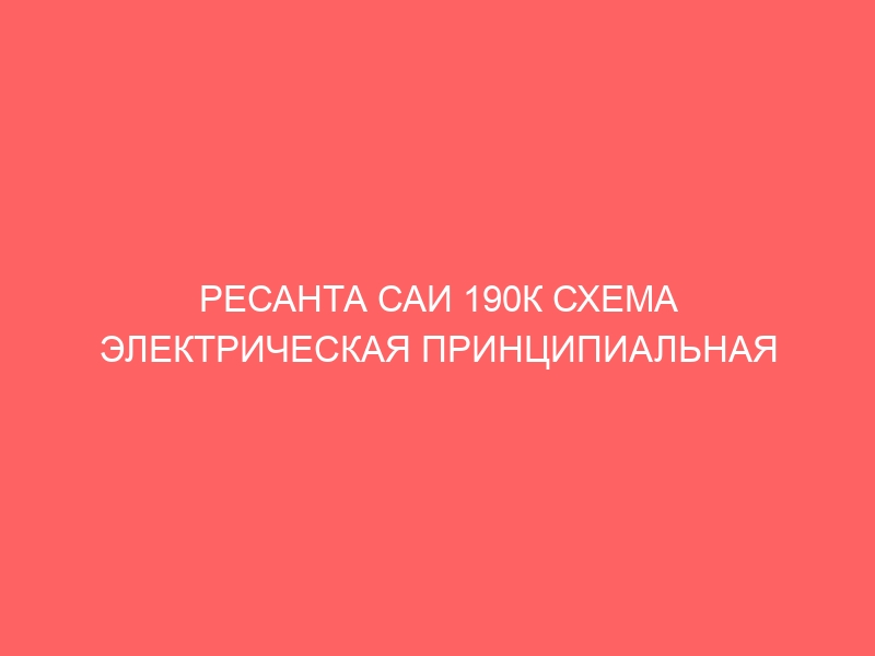 РЕСАНТА САИ 190К СХЕМА ЭЛЕКТРИЧЕСКАЯ ПРИНЦИПИАЛЬНАЯ